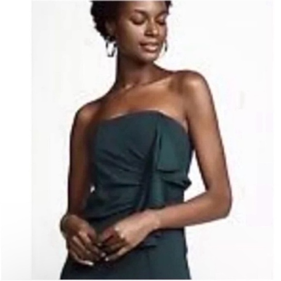 Diane Von Furstenberg Forrest Green Strapless Jumpsuit Sz 6 - Picture 11 of 11
